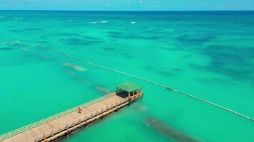 Aerial view of the tourist pier in Caribbean Sea in Punta Cana video