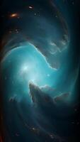 fundo com universo torcendo, espaço, galáxia, único projeto, vertical, reflexão video