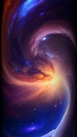 único fundo com universo torcendo, espaço, galáxia, luxo projeto, vertical, rotação video