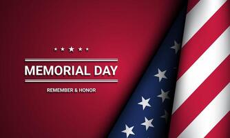 Memorial Day Template Design with American Flag on Red Background vector
