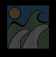 Graphic and abstract style illustration of surfboard fins on the waves. vector