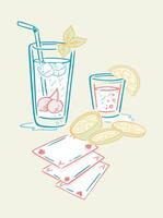 Drawing in simple and stylized lines of a tropical drink. vector