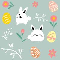 Happy easter seamless pattern with various rabbits vector
