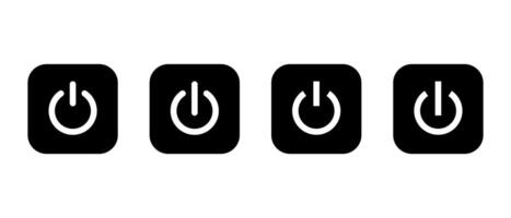 Power switch button icon set on black square. Electricity shutdown concept vector