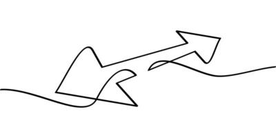 continuous line drawing double arrow symbol. abstract line art illustration for your design project vector