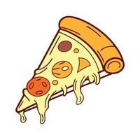 a slice of pizza with cheese and meat on it vector