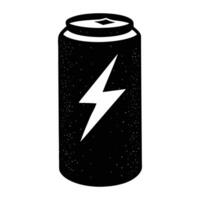 a black and white can with a lightning bolt on it vector