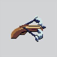 Crossbow Arrow Bolt Weapon Icon pixelated for the pixel art game and icon for website and game. old school retro. vector