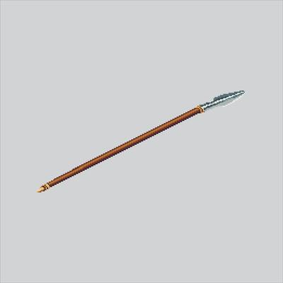 Sharp Long Spear Weapon Icon pixelated for the pixel art game and icon for website and game. old school retro.
