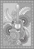 Guitar Adult Coloring Page Outline vector