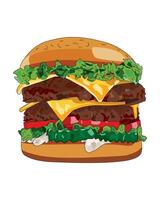 Fast Food Hamburger With Beef And Cheese Food Menu Illustration vector