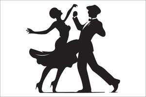 Silhouette of a couple dancing the tango vector