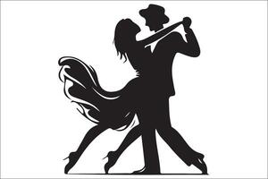 A silhouette of a couple dancing a tango vector