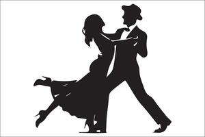 A couple dancing in silhouette on a white background vector