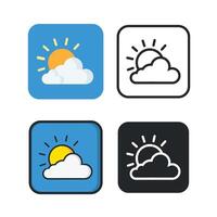 Sunny Weather Buttons for Websites and Apps. Colorful, Black and White, and Outline. vector