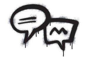 Set of Graffiti spray Speech Bubbles in black on white. Bubble drop symbol. Isolated on white background. Speech bubble illustration vector
