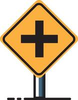 A yellow sign with a plus sign on it vector