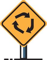 A yellow sign with arrows pointing in different directions vector