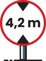 A road sign with the words 2m in red and white vector