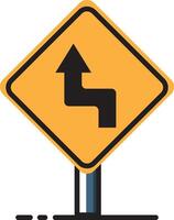 A yellow sign with an arrow pointing left vector
