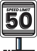 Speed limit sign with 50 in the middle vector
