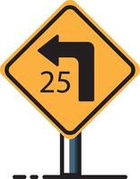 A road sign with the words 25 and a right arrow vector