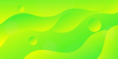 Green gradient geometric business banner design. Creative banner design with wave shape and line background for template. Simple horizontal banner. Eps10 vector