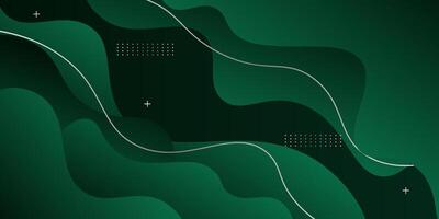Green fluid geometric business banner design. Creative banner design with wave shapes and lines on colored background for template. eps10 vector