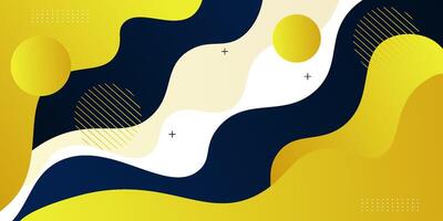 Yellow and blue geometric business banner design. Creative banner design with wave and circle shape as template. Simple design on white horizontal banner. Eps10 vector