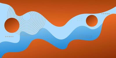 Modern blue orange geometric business banner design. Creative banner design with wave shape and line as template. Simple horizontal banner. vector