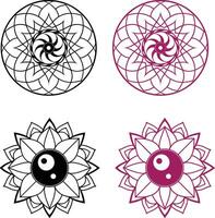 Set of round mosaic mandala vector