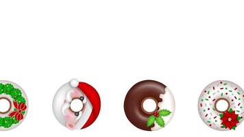 looped animation with rolling christmas donuts. doughnut animated banner video