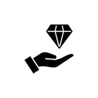 diamond resting on a hand, representing wealth, value, investment, generosity, or opportunities vector