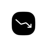 downward trending line within a rounded square. Represents decline, loss, failure, recession, or negative progress. Suitable for business, finance, and website designs vector