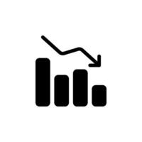 bar chart with a downward arrow, representing negative trends, financial loss, business decline, and economic recession. Ideal for websites, apps vector