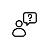person with question mark speech bubble icon. Suitable for concepts related to questions, help, support, FAQs, and problem solving concepts vector