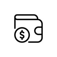 wallet with dollar coin icon. Represents finance, money, payment, savings, and digital currency. Ideal for business, e commerce, and financial technology visuals. vector