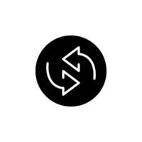 two arrow spin icon, recycle round, circle refresh or restart, thin line symbol on blank background vector