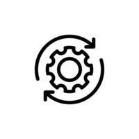 gear with circular arrows icon. representing refresh, update, maintenance, or process vector