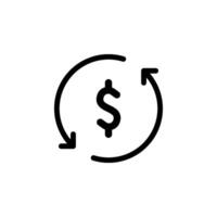 icon depicting money exchange or currency conversion loop. dollar sign with circular arrow, representing the continuous flow and exchange of money vector