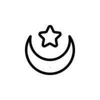 Crescent moon and star icon. color editable vector