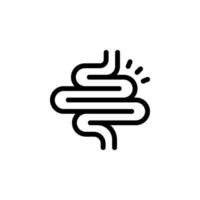 intestine with pain indicator. Represents digestive health, bowel issues, inflammation, and medical problems related to the gut. vector