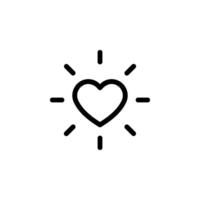 heart icon radiating light. Perfect for representing love, care, health, or positive emotions. Suitable for use in web design, mobile apps vector