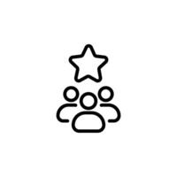 icon representing teamwork, leadership, and achievement. Features a group of figures under a star, symbolizing success and collaboration vector