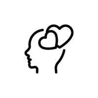 head with hearts icon. symbolizing love, affection, empathy, and positive thinking. Ideal for concepts related to mental health, romance, relationships vector