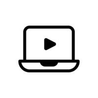 Laptop with a play icon. representing , online content, streaming, or media. Suitable for web design, app icons, and digital marketing materials vector