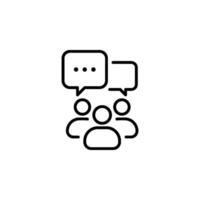 Group discussion icon. Ideal for illustrating communication, teamwork, brainstorming, and online meetings vector