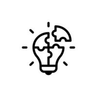 Idea icon. lightbulb formed from puzzle pieces, representing a new idea, innovation, solution, or problem-solving vector