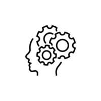 Head with Gears icon. representing the thinking process, problem-solving, and mental activity. Suitable for ideas, innovation, intelligence, and brainstorming vector