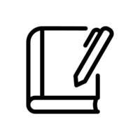 Book and pen icon. Represents education, writing, note taking, learning, and creative process. Suitable for websites, apps, presentations, and educational materials vector